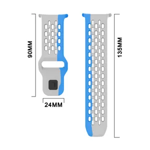 Silicone perforated watch band replacement for Samsung Galaxy Watch Ultra with size dimensions.