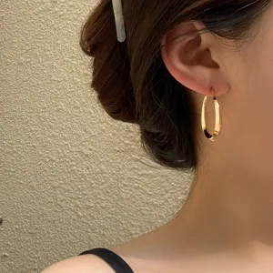 Fashion S925 Silver Earring Post Metal C-Shaped Curved Hoop Earrings Women Minimalist Geometric Gold Drip Oil Ear Jewelry