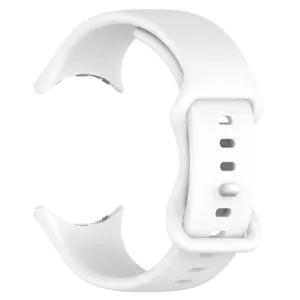 White silicone replacement watch band, durable and comfortable for daily wear and sports.