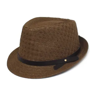 Unisex Paper Straw Fedora Hat Summer Beach Sun Hat Woven Panama Sun Hat Brown Color