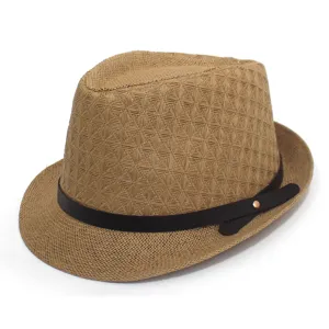 Womens Mens Fedora Hat Paper Straw Woven Sun Protection Beach Hat Vintage Casual Jazz Hat Summer Outdoor Hat