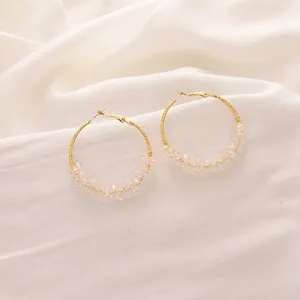Créoles en Cristal Exagérées Luxe Amas de Fleurs Bijoux d'Oreille en Alliage Avec Tige en Argent Sterling 925 Pour Femmes