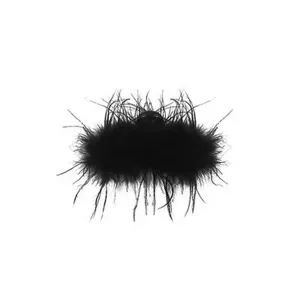 Chic Black Ostrich Feather Hair Claw Clip Elegant Updo Shark Clip Hair Accessory