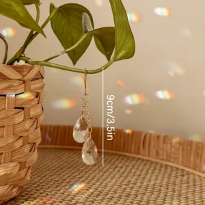 Crystal suncatcher gold small plant pendant hanging home decor hanging prism ornament 9cm
