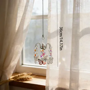 Crystal butterfly suncatcher window hanging prism rainbow maker wind chime decor ornament