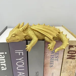 Goldene Harz schlafende Drachen Figur Ornament, perfekt für Regal und Desktop Dekoration.