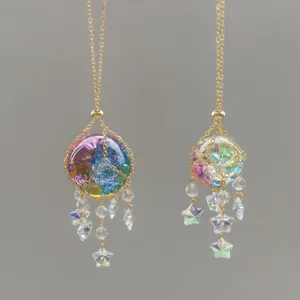 Crystal suncatcher hanging glass ball window ornament iridescent rainbow prism pendant