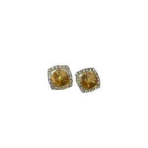 Boucles d'oreilles carrées en strass zircon, élégantes puces d'oreilles brillantes femme