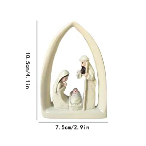 Resin Nativity Scene Figurine Holy Family Desktop Ornaments Christmas Home Showcase Decor
