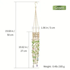 Hängender Kristall Sonnenfänger Windspiel mit grünen Perlen goldene Kette Fensterdeko 50cm