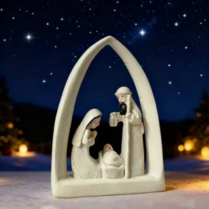 Nativity scene resin figurine, holy family Christmas decoration, desktop ornament for home.