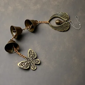 Retro Windspiel Eisen Legierung Engel Flügel Schmetterling Anhänger Mit Glocken Vintage Hängende Dekoration Für Zuhause Weihnachtsgeschenk