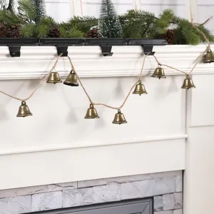 Christmas Hanging Bell Pendant Retro Iron Jingle Bells With Hemp Rope Festive Home Wall Door Decor Garland Craft