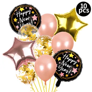 Frohes Neues Jahr Ballon Set 2025 Party Dekoration Folienballons und Latexballons 10 Stk