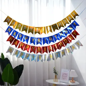 Bannière papier anniversaire bronzage brillant queue de poisson fanions fête déco accessoires