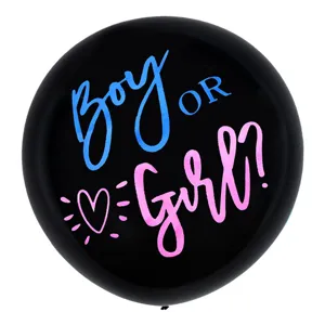 36 inch black gender reveal balloon round latex boy or girl party decoration setup supplies