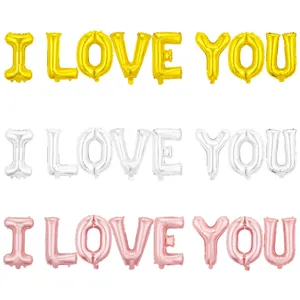 Lot de 16 Pouces Ballons Aluminium I Love You Lettres pour Fête Décoration Mariage