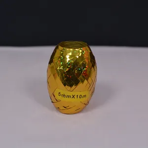 Ruban de ballon laser doré, cordon frisé 5mmx10m pour fête de mariage et décoration de fête.