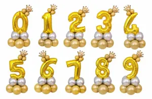 Ballons Aluminium Chiffres 0-9 Anniversaire Fete Couronne Colonne Decoration Bebe