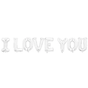 Ballons lettres en aluminium argente 16 pouces I LOVE YOU pour decoration de Saint Valentin