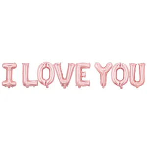 Set de ballons aluminium lettres I Love You 16 pouces pour decoration de Saint Valentin.