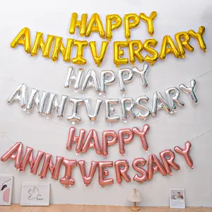 16 Zoll Happy Anniversary Buchstaben Folienballon Set fuer tolle Hochzeitsfeier Deko.