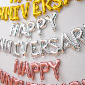 16 Zoll Folienballon Set, Happy Anniversary Buchstaben Luftballons für Party Deko.