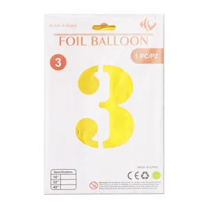 Ballon en Aluminium Doré de 40 Pouces Grand Ballon Mylar Chiffre 0-9 Pour Décoration de Fête d'Anniversaire et Mariage