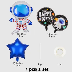 Set di Palloncini in Pellicola di Alluminio Tema Spazio Astronauta Decorazione Festa di Compleanno Bambini