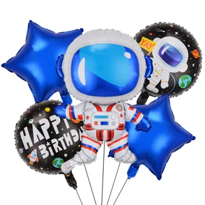 Set di palloncini in alluminio tema spazio festa di compleanno astronauta stelle 5pz