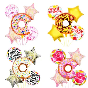 Donut Geburtstag Runde Kugel Aluminiumfolie Ballon Fünfzackiger Stern Party Treffen Layout Dekoration Ballon