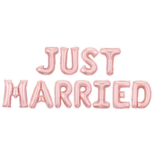 ballons en aluminium lettre just married or rose 16 pouces pour deco de fete de mariage