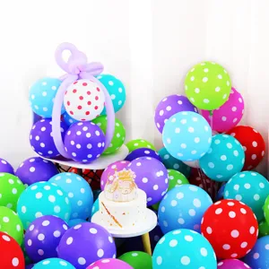 Ballons en Latex à Pois Colorés Ballons en Latex Imprimés Ronds pour Décoration de Fête d'Anniversaire Célébrations de Festival