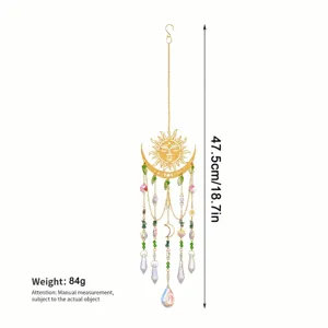 Crystal suncatcher wind chime window hanging rainbow maker for indoor room home decor 47.5cm