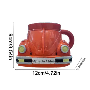 Creative Volkswagen Beetle shaped coffee mug, red ceramic novelty cup for lovers gifts.
