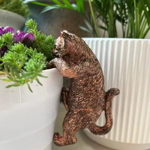 Süßer Katzen-Topfaufhänger in Bronze für Gartendekoration, hängende Tierfigur für Töpfe.