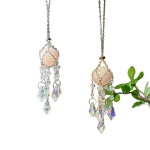 Crystal Sun Catcher Natural Stone Window Hanging Ornament Prism Rainbow Maker Chandelier Decor