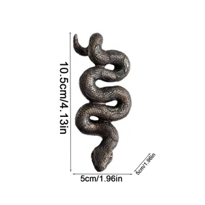 Detailed close-up view of the vintage bronze snake decorative pot companion with clear dimensions.