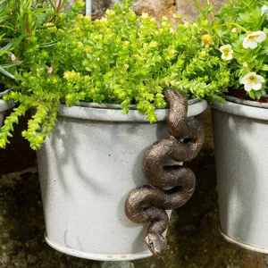 Bronze snake flower pot hugger planter companion garden decoration hanging ornament