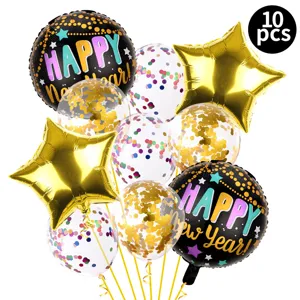 Neujahr Luftballon Set 2025 Party Dekoration Folienballons Konfetti Ballons 10 Stk Detail