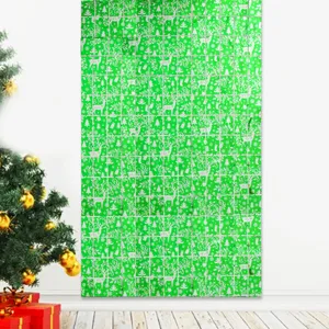Sfondo in Lamina di Stagno Quadrata di Natale Tenda con Frange Metalliche Fiocco di Neve Alce Decorazione Murale per Feste
