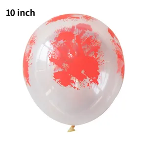10 Zoll transparenter Latexballon mit rotem blutigen Handabdruck, ideal für Halloween.