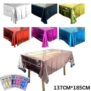 Nappe en feuille métallique jetable unie en PET pour décoration de fête d'anniversaire