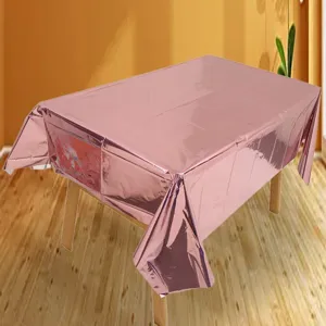 Nappe en feuille d'or rose jetable PET housse de table brillante fête décoration top