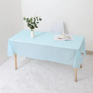 Nappe jetable bleu clair pour décoration de table de fête, couverture rectangulaire unie.