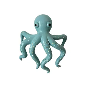 Figurine en résine de poulpe bleu de simulation suspension de pot de fleur décor d'océan.