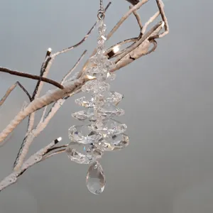 Klare Kristall Weihnachtsbaum hängende Anhänger glänzende Eis Zapfen Dekoration für Feiertag Party