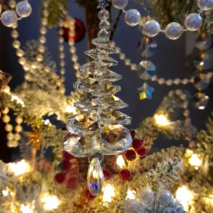 Klare Kristall Weihnachtsbaum Hängeornament, facettierter Eiszapfen Anhänger Fest.