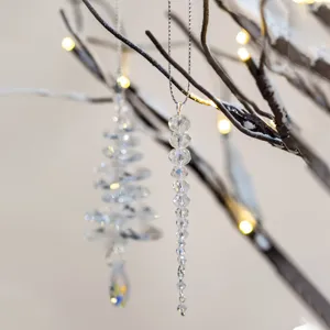 Glas Kristall Perlen Weihnachtsbaum Eiszapfen Hängeornamente Transparent Fest Party Heimdekoration Fensterdisplay Zubehör