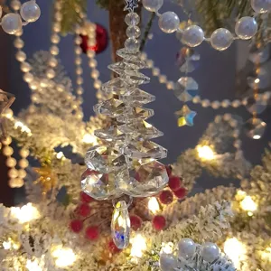 Kristall Weihnachtsbaum Hängeornament Klarglas Eiszapfen Anhänger für Festtagsdeko
